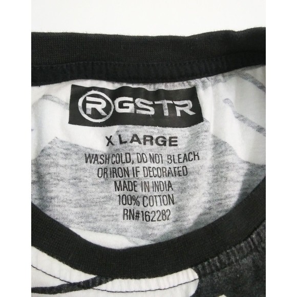 RGSTR Men's XL Large Medium All Over Print Drip Tshirt Black White - Picture 3 of 6